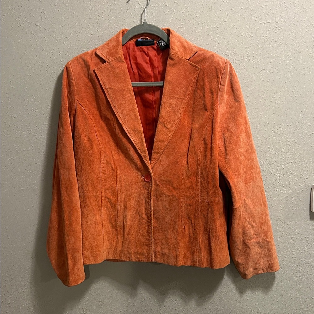Vintage‎ Relativity Women's Coral Orange Suede Leather Jacket